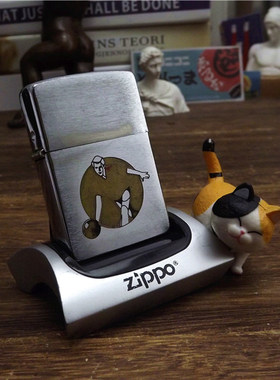 二手Zippo94年蚀刻填漆保龄球（填漆脱落）原装正品打火机