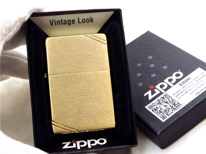 原装正品zippo打火机全新纯铜37复刻切角拉丝光板240芝宝美国防风
