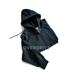 过载商店暮蓝色宽松重磅棉插肩双边口袋起绒毛圈连帽春秋冬卫衣