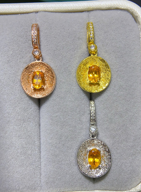 明星同款万能扣头天然芬达吊坠拉丝工艺925纯银镀金保色