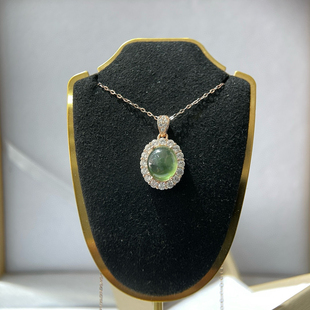 天然葡萄石吊坠女冰种玉质绿翡翠色925银镀玫瑰金富贵绿色好幸运