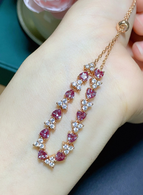 绝美亚历山大手链具有强烈的红绿变色效应S925银精工镶嵌主石4*4