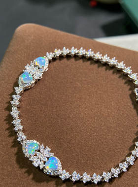 天然炫彩澳宝欧泊手链澳大利亚白欧泊手链日韩时尚欧泊手串礼物