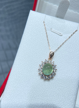 925纯银重工闪钻围镶太阳花葡萄石吊坠项链 白珠紫珠两色