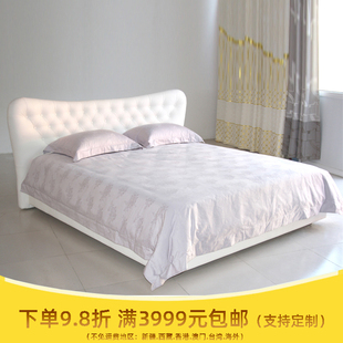 2000皮床订制 时尚 现代风格 带床箱双人床 储物箱床 皮艺床 1800