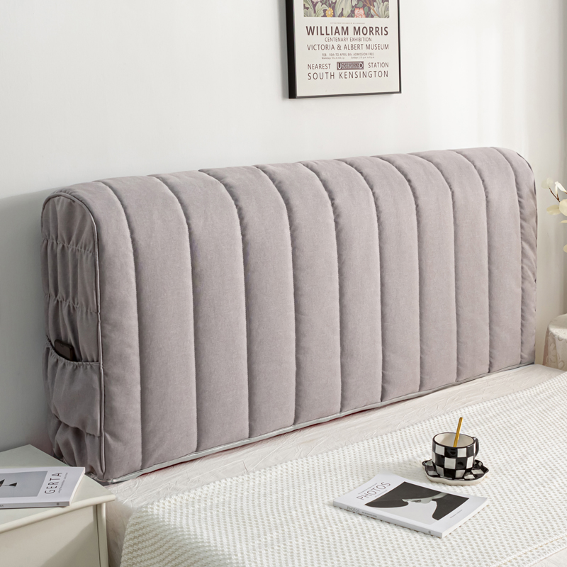 四季 麻布夹棉加厚床头罩皮床欧式床头套防尘罩床靠背套1.8m1.5米