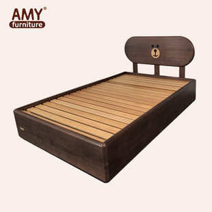 AMY榏镁家具微笑熊系列箱体床实木床护储物床