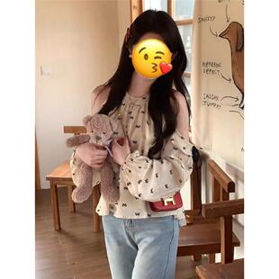 法式甜辣蝴蝶结露肩挂脖上衣女2026年夏季新款设计感小众雪纺小衫
