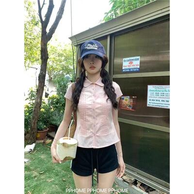 夏季显瘦日系小飞袖POLO衫女