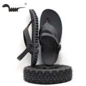 蛇仔牌越南橡胶防臭凉鞋 黑色 男大码 耐磨轮胎软底新款 透气人字拖鞋