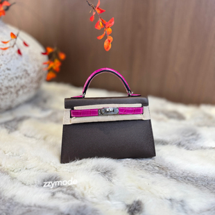 乌木色epsom拼 天方夜谭紫 迷你凯莉包 miniKL 二代 蜡线全手工