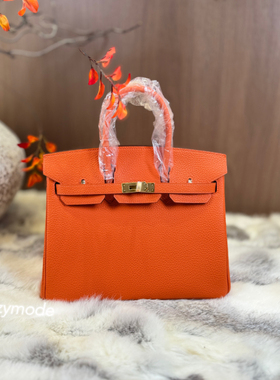 ZZYMODE 全手缝 93经典橘色铂金女包 BK 25cm togo皮