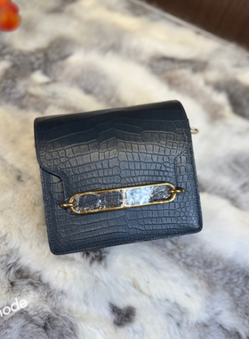 ZZYMODE 蜡线全手缝 猪鼻子包 石墨灰 美洲鳄鱼皮 单肩斜跨女包