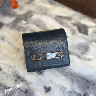 ZZYMODE 蜡线全手缝 猪鼻子包 石墨灰 美洲鳄鱼皮 单肩斜跨女包