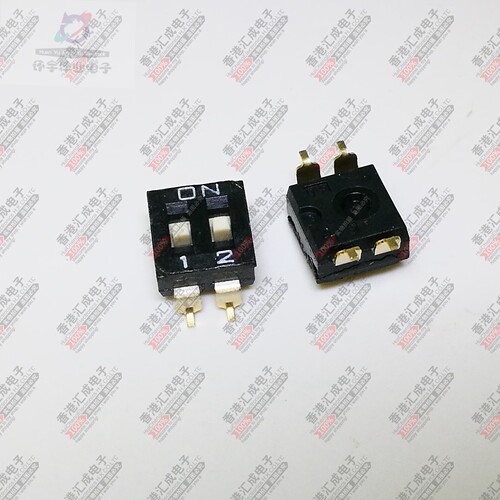 DMR-02T-V-T-T/R 黑色镀金平拨2位 贴片拨码开关2位 间距2.54MM