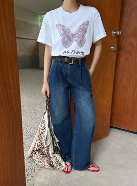 牛仔裤女2025年新款高腰显瘦直筒裤宽松阔腿裤