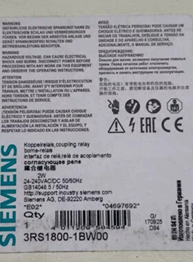 德国西门子全新3RS1800-1BW00,3UG4615-1CR20,3RP1505-1AQ30议价