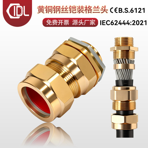 黄铜CW型单密封钢丝铠装防水电缆格兰头 带铠压盖接头填料函护套