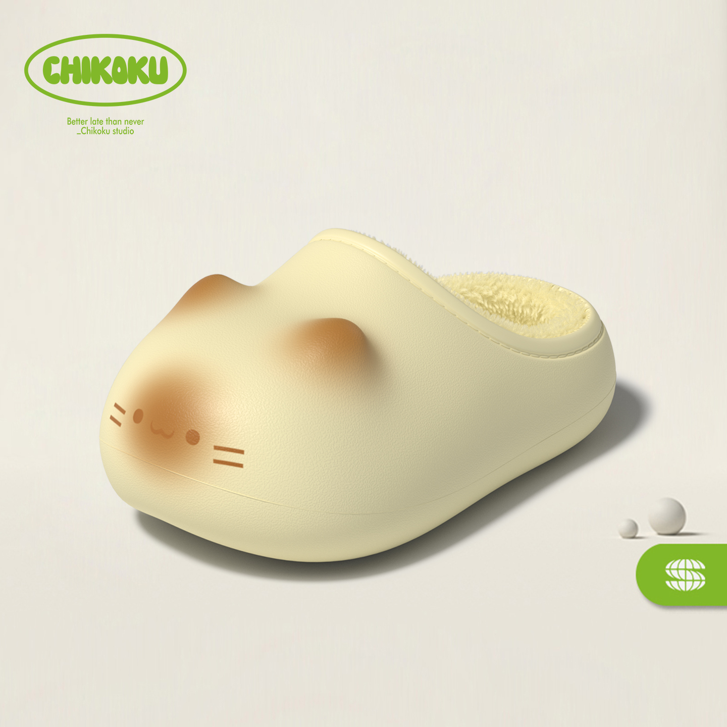 chikoku焦糖小猫爪棉拖鞋冬季