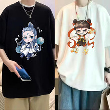 厂家哪吒之魔童闹海印花t恤衫夏季男款宽松青少年百搭五分袖