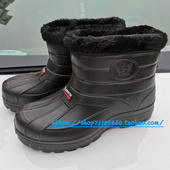 室外棉鞋 男士 加棉保暖厚底一体泡沫防滑雨鞋 冬季 厨房雪地靴 防水鞋