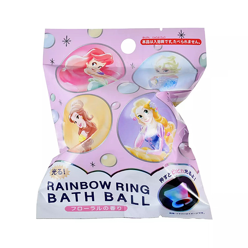 日本 迪士尼公主发光戒指饰品沐浴球 女孩乐佩公主香薰泡澡球