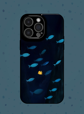 蓝色鱼群 情侣款适用于iPhone16/15promax手机壳华为pura70小米15畅享70opporeon12一加ACE3V荣耀X60荣耀300