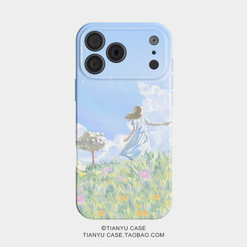 花间奔赴 ins小清新绘画风适用苹果iphone17手机壳华为pura70小米15荣耀x50红米k80小众vivox200新款一加ACE5