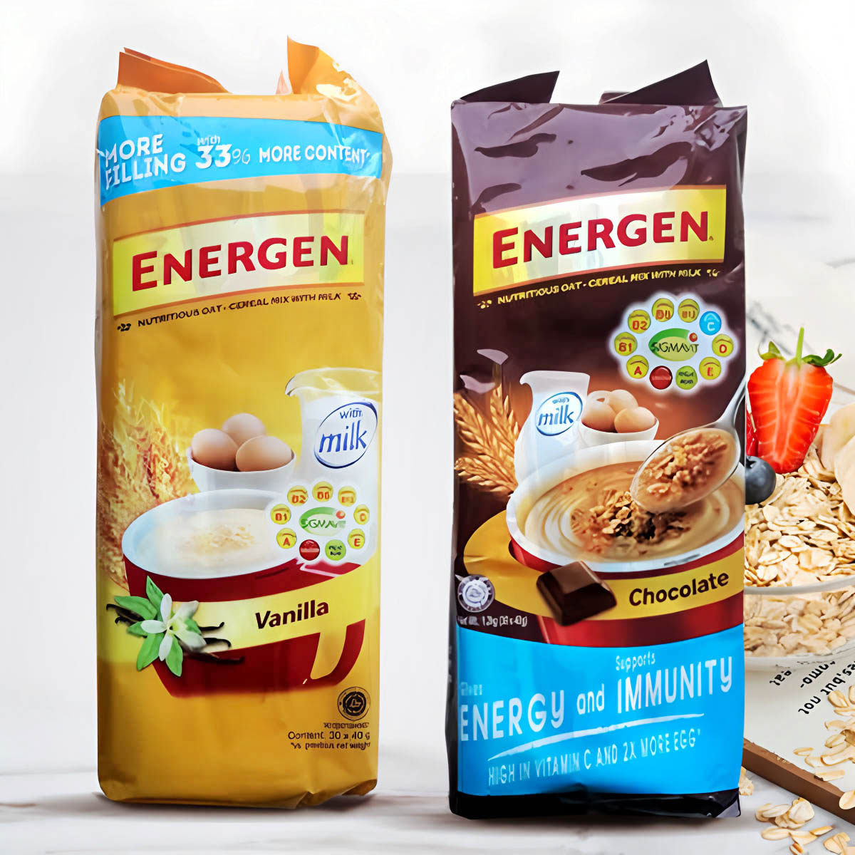 印尼原装进口ENERGEN可可粉朱古力牛奶冲饮鸡蛋麦片营养早餐1200g