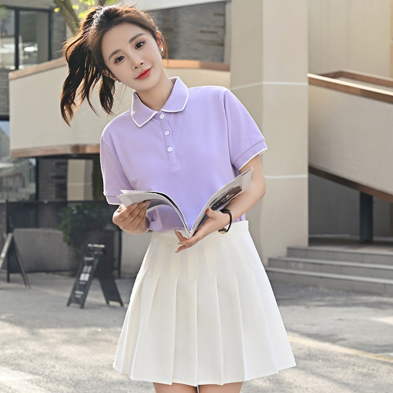 短袖polo衫幼师工作服夏纯棉T恤幼儿园老师园服早教培训机构工装