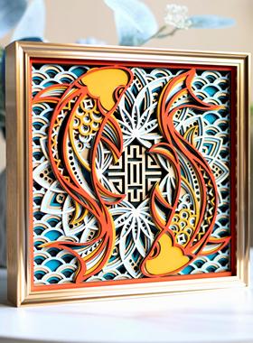 梯木叠雕招财锦鲤客厅玄