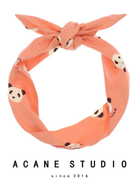 ACANE 珊瑚橙橘色熊猫可爱文艺复古小清新韩国日系打结发带箍头饰