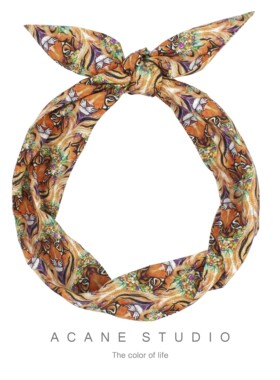 ACANE 橘色花环老虎头个性复古霸气酷帅潮范儿超宽发带包头巾头饰