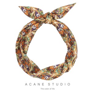 ACANE 橘色花环老虎头个性复古霸气酷帅潮范儿超宽发带包头巾头饰