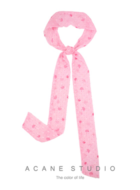 ACANE 粉红色小雨伞小清新文艺复古气质韩国日系领巾丝巾飘带发圈