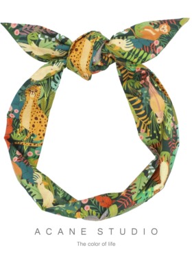 ACANE 绿色丛林动物个性复古文艺气质欧美打结铁丝包头巾发带箍