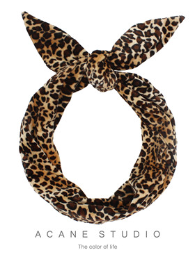 ACANE 豹纹个性复古文艺秋冬季金丝绒美拉德风宽发带包头巾头饰品