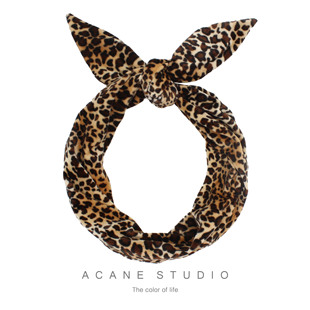 ACANE 豹纹个性复古文艺秋冬季金丝绒美拉德风宽发带包头巾头饰品