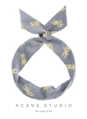 ACANE灯芯绒灰蓝色小熊可爱文艺复古小清新韩国日系兔耳朵发带箍