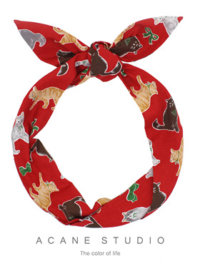 ACANE 红色猫咪可爱卡通小清新甜美文艺复古韩国日系宽发带头饰品
