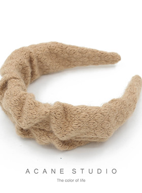 ACANE 毛线堆折复古文艺气质秋冬季可爱甜美纯色日韩宽发箍头饰品