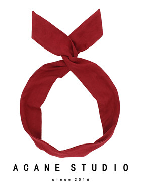 ACANE 酒红麂皮绒韩版日系文艺复古纯色交叉兔耳朵铁丝发带发饰品