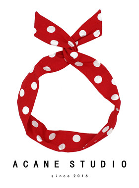 ACANE 复古红色波点甜美可爱韩国日系小清新铁丝兔耳朵发带箍头饰