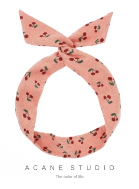 ACANE灯芯绒可爱粉红樱桃甜美文艺小清新复古ins兔耳朵发带头饰品