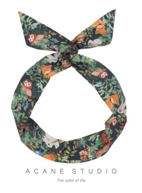 ACANE 墨绿色森林小动物可爱复古文艺小清新森系日韩兔耳朵发带箍