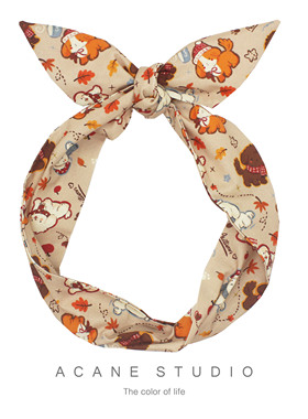 ACANE 奶咖色圣诞节小狗可爱卡通文艺复古小清新日系韩国发带头饰
