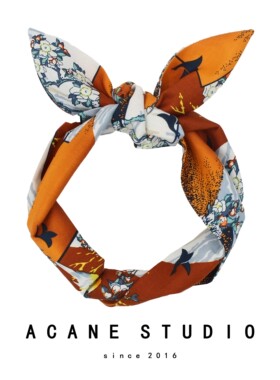 ACANE 欧美复古个性和风富士山的春季超宽兔耳朵铁丝发带包头巾