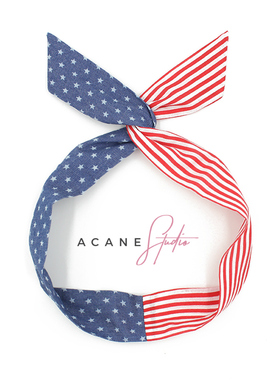 ACANE 条纹星星牛仔拼接撞色韩国日系小清新可爱复古兔耳朵发带箍