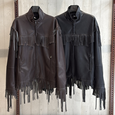 流苏设计感休闲PU皮衣夹克