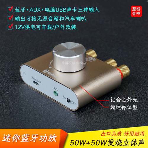 12V100W迷你蓝牙功放机2.0双声道